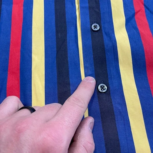 Maus & Hoffman Shirt Mens XXL Blue Striped Long Sleeve Button Down Made USA - Picture 8 of 16